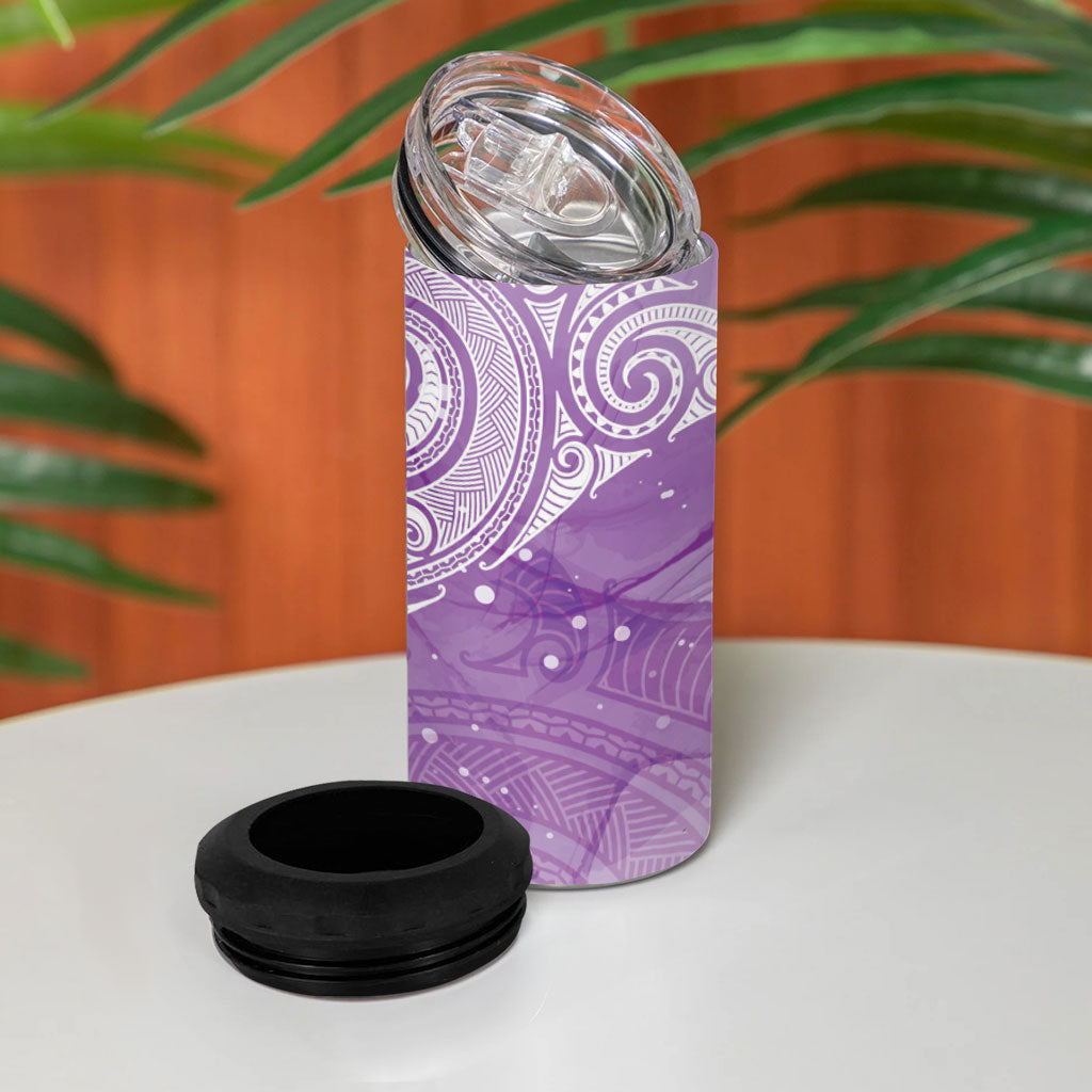 Epilepsy Month Maori Aotearoa 4 in 1 Can Cooler Tumbler Manta Ray - Purple Glaze