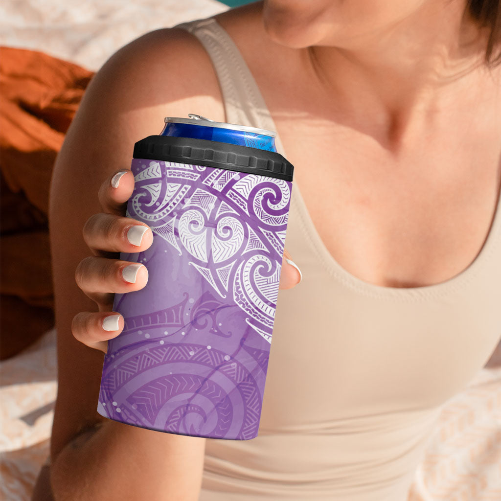 Epilepsy Month Maori Aotearoa 4 in 1 Can Cooler Tumbler Manta Ray - Purple Glaze