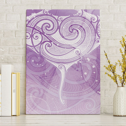 Epilepsy Month Maori Aotearoa Canvas Wall Art Manta Ray - Purple Glaze