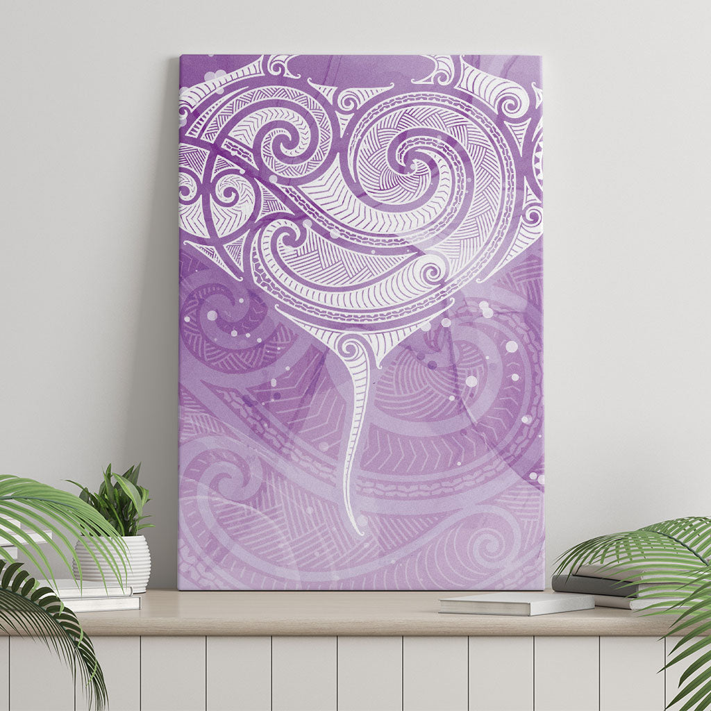 Epilepsy Month Maori Aotearoa Canvas Wall Art Manta Ray - Purple Glaze