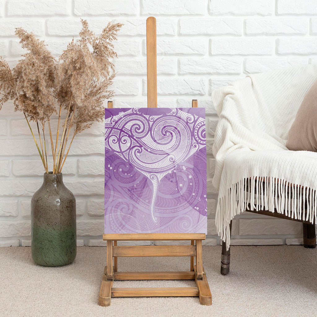 Epilepsy Month Maori Aotearoa Canvas Wall Art Manta Ray - Purple Glaze