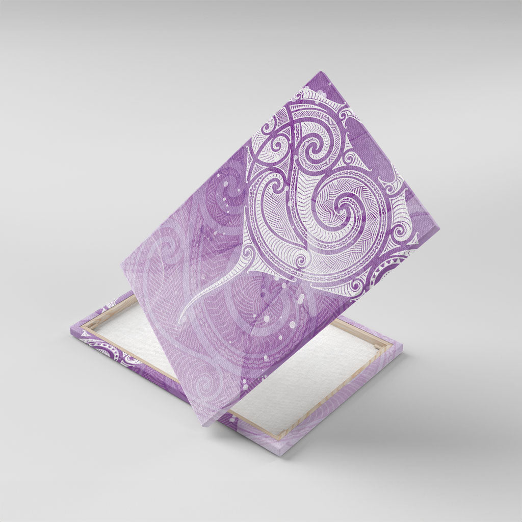 Epilepsy Month Maori Aotearoa Canvas Wall Art Manta Ray - Purple Glaze