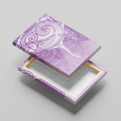 Epilepsy Month Maori Aotearoa Canvas Wall Art Manta Ray - Purple Glaze