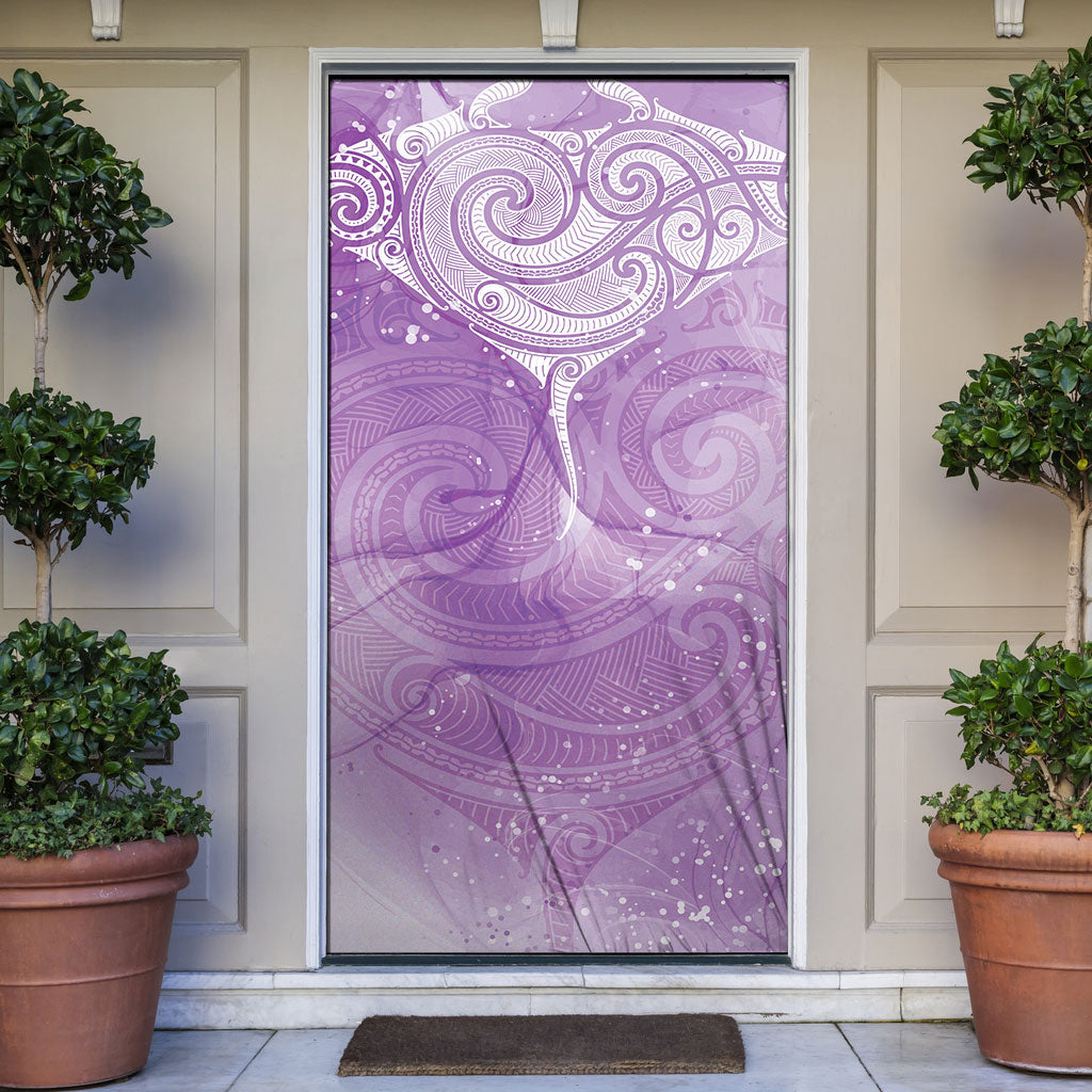 Epilepsy Month Maori Aotearoa Door Cover Manta Ray - Purple Glaze