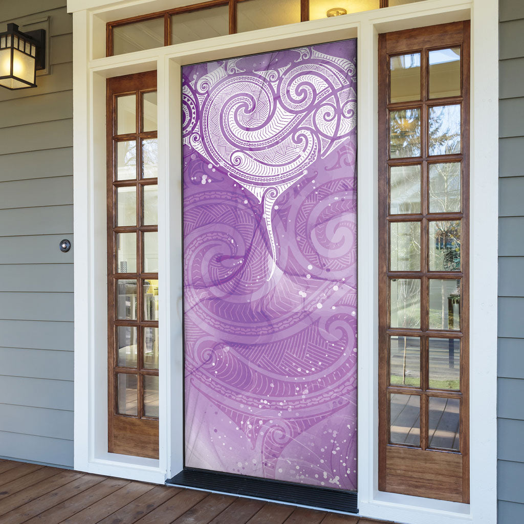 Epilepsy Month Maori Aotearoa Door Cover Manta Ray - Purple Glaze