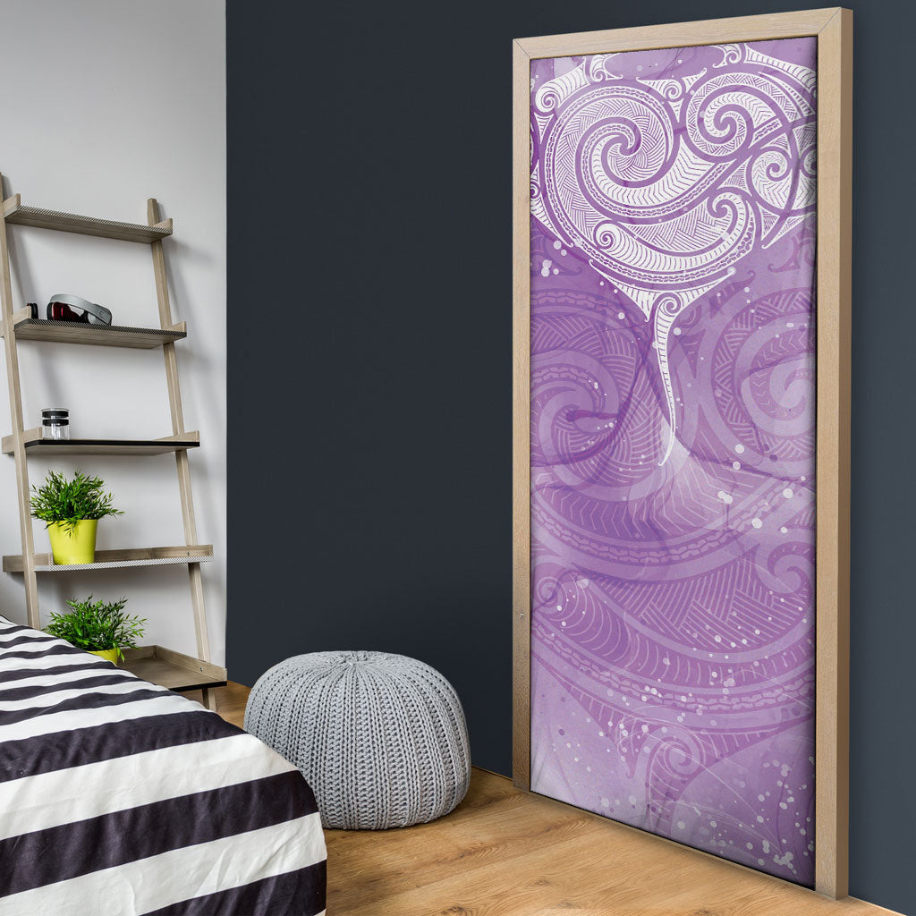Epilepsy Month Maori Aotearoa Door Cover Manta Ray - Purple Glaze