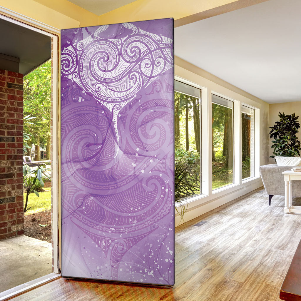 Epilepsy Month Maori Aotearoa Door Cover Manta Ray - Purple Glaze