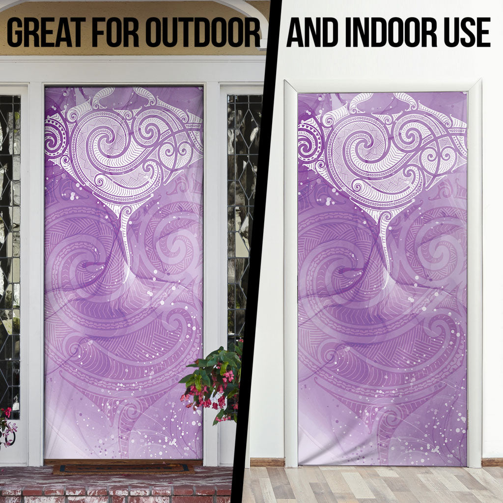 Epilepsy Month Maori Aotearoa Door Cover Manta Ray - Purple Glaze