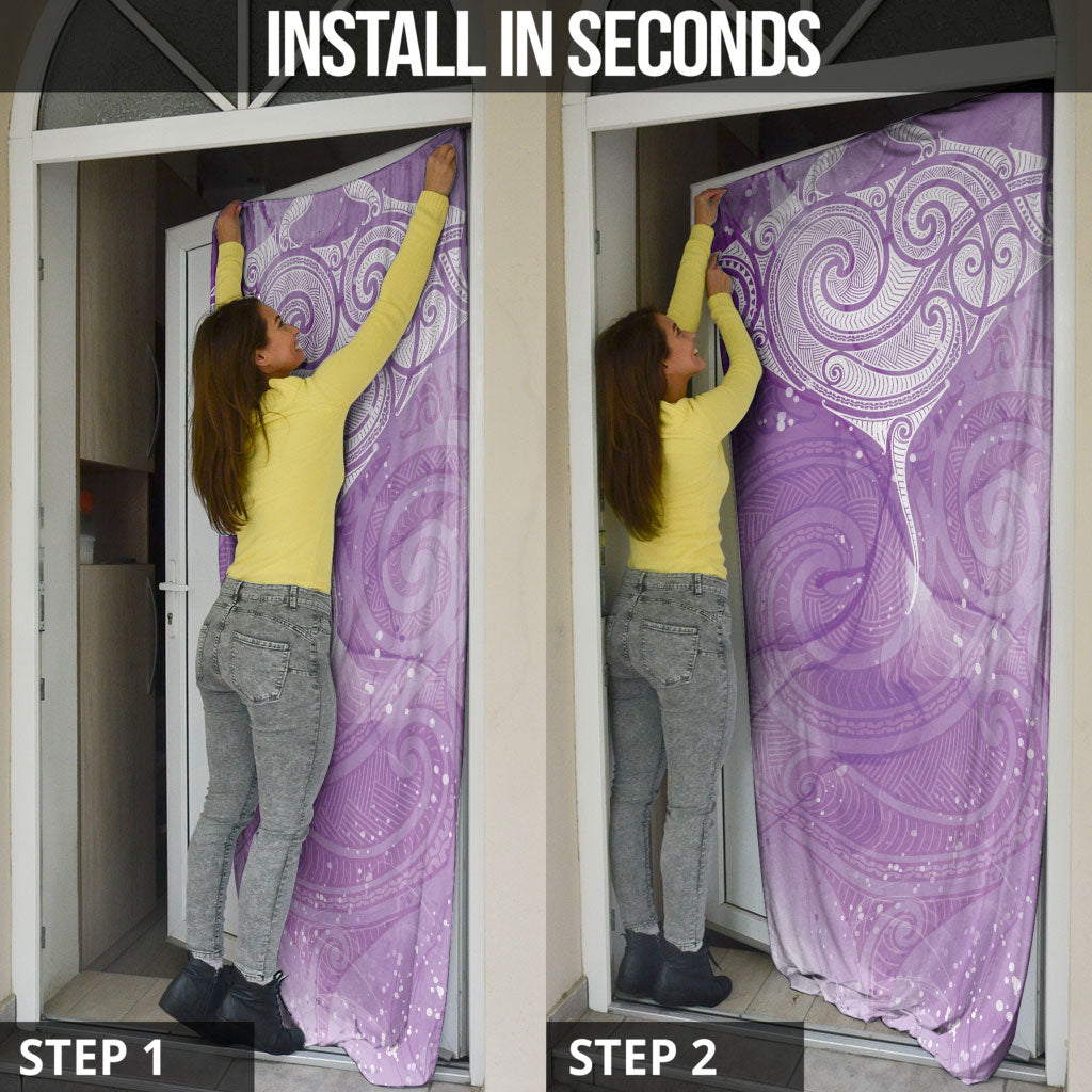 Epilepsy Month Maori Aotearoa Door Cover Manta Ray - Purple Glaze