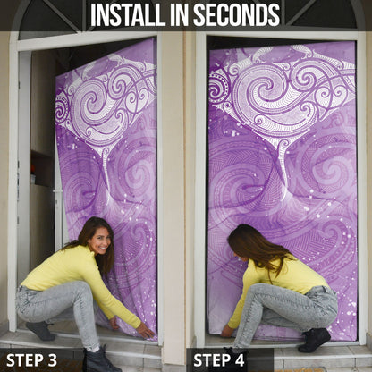 Epilepsy Month Maori Aotearoa Door Cover Manta Ray - Purple Glaze