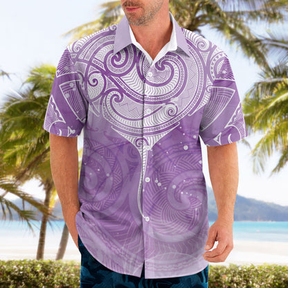 Epilepsy Month Maori Aotearoa Hawaiian Shirt Manta Ray - Purple Glaze