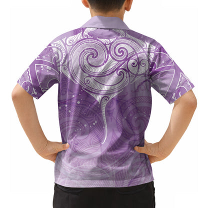 Epilepsy Month Maori Aotearoa Hawaiian Shirt Manta Ray - Purple Glaze