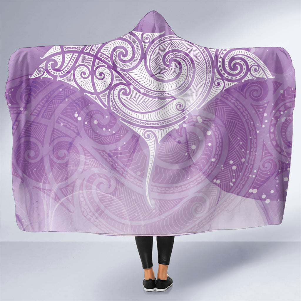 Epilepsy Month Maori Aotearoa Hooded Blanket Manta Ray - Purple Glaze
