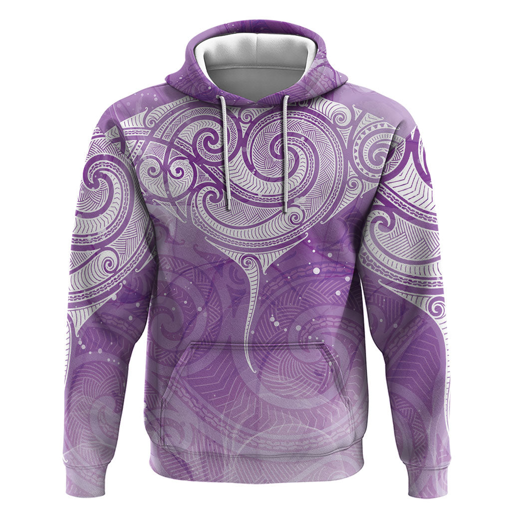 Epilepsy Month Maori Aotearoa Hoodie Manta Ray - Purple Glaze