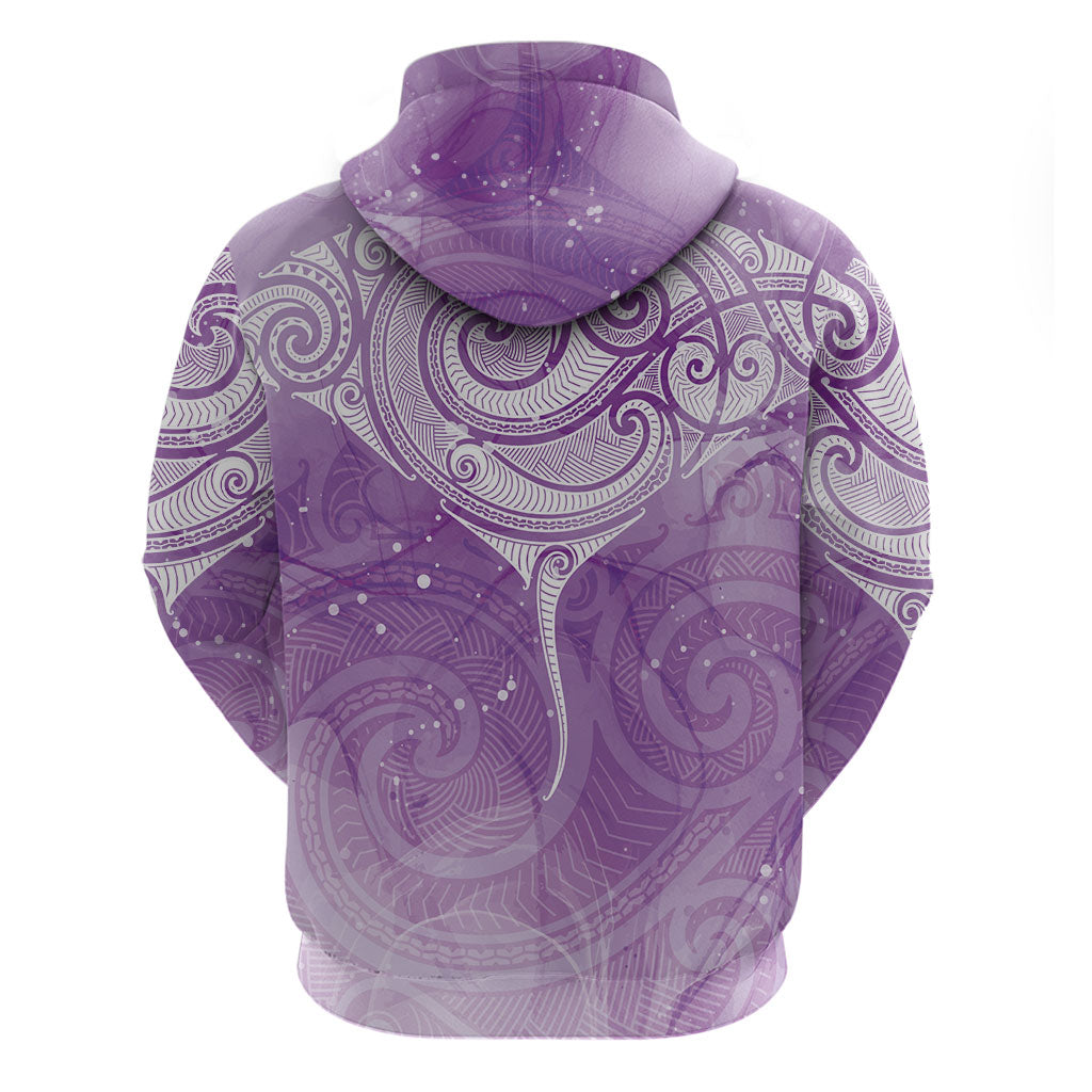 Epilepsy Month Maori Aotearoa Hoodie Manta Ray - Purple Glaze