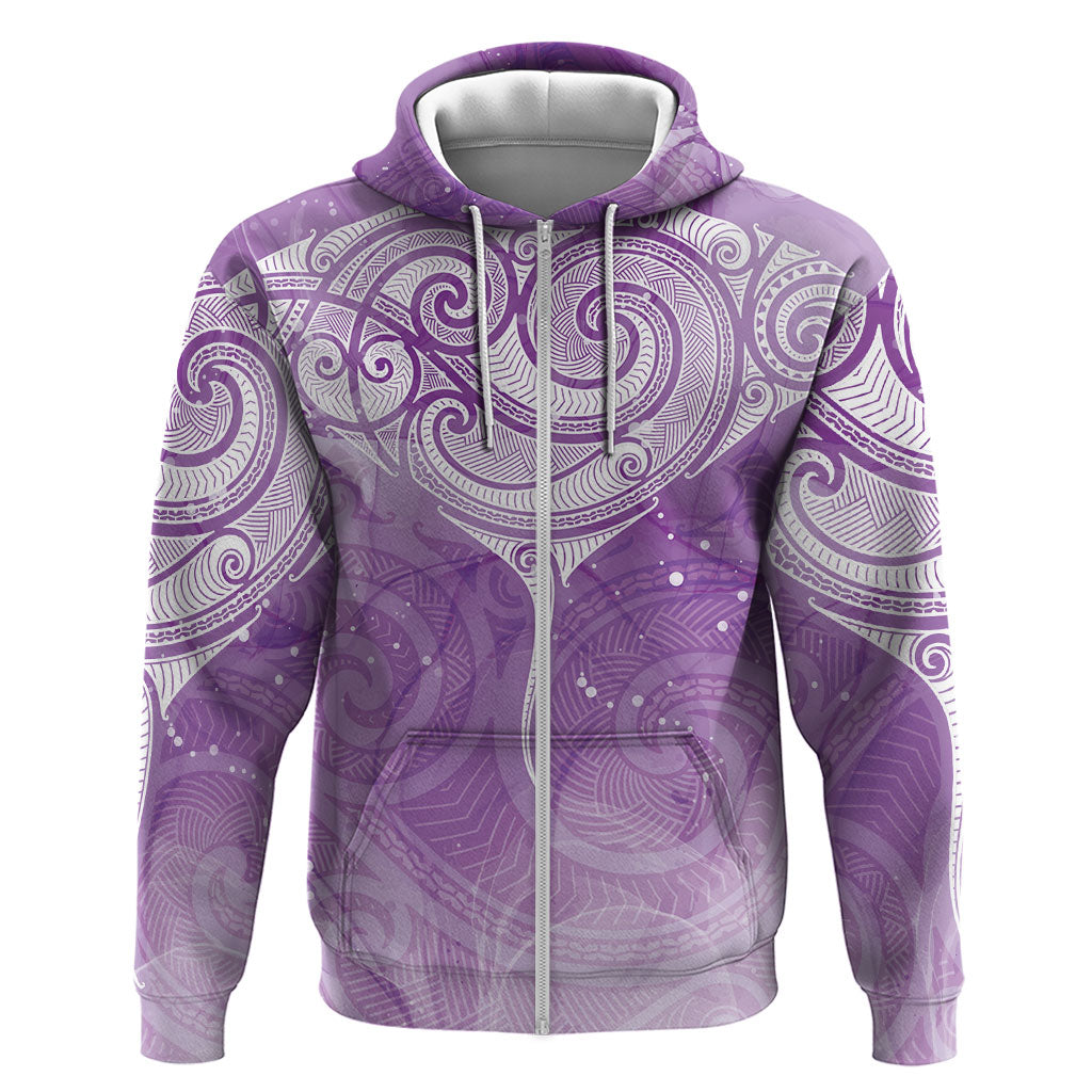 Epilepsy Month Maori Aotearoa Hoodie Manta Ray - Purple Glaze