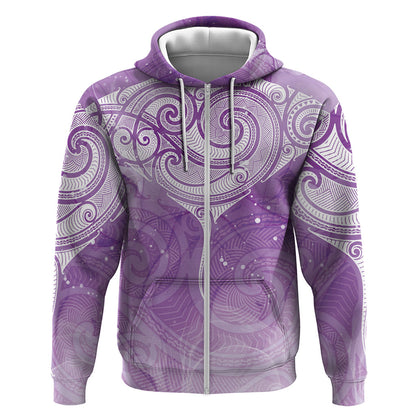 Epilepsy Month Maori Aotearoa Hoodie Manta Ray - Purple Glaze