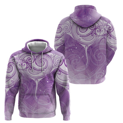 Epilepsy Month Maori Aotearoa Hoodie Manta Ray - Purple Glaze