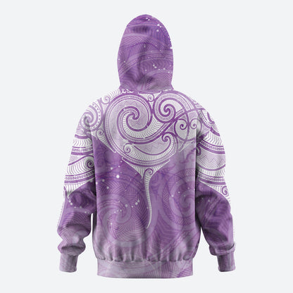 Epilepsy Month Maori Aotearoa Hoodie Manta Ray - Purple Glaze