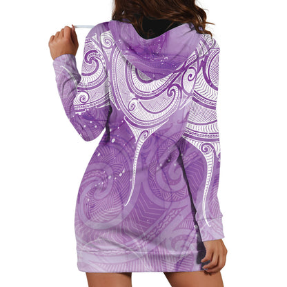 Epilepsy Month Maori Aotearoa Hoodie Dress Manta Ray - Purple Glaze