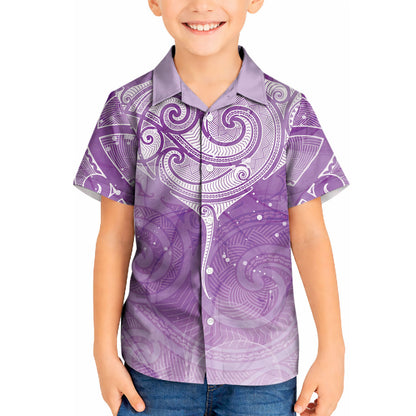 Epilepsy Month Maori Aotearoa Kid Hawaiian Shirt Manta Ray - Purple Glaze
