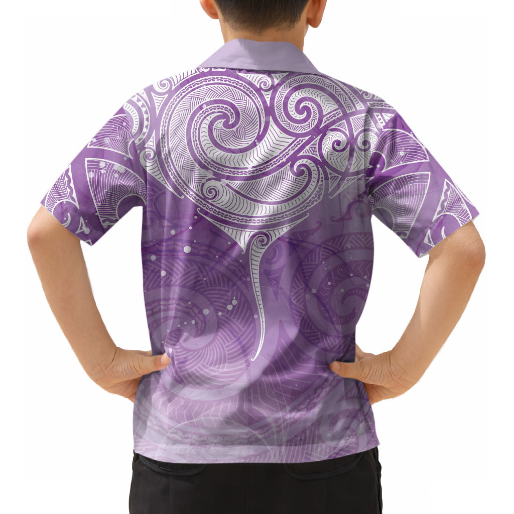 Epilepsy Month Maori Aotearoa Kid Hawaiian Shirt Manta Ray - Purple Glaze