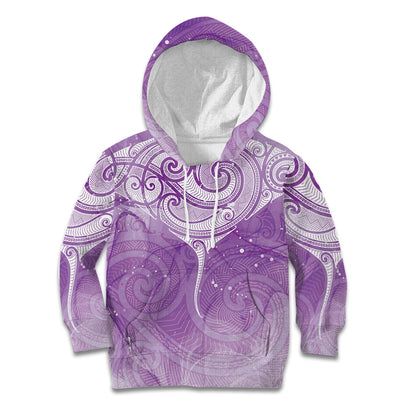 Epilepsy Month Maori Aotearoa Kid Hoodie Manta Ray - Purple Glaze