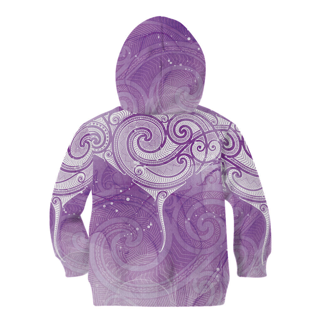 Epilepsy Month Maori Aotearoa Kid Hoodie Manta Ray - Purple Glaze