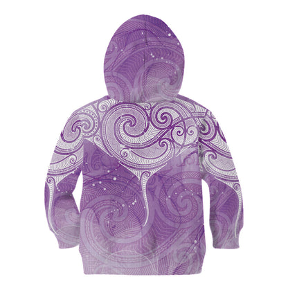 Epilepsy Month Maori Aotearoa Kid Hoodie Manta Ray - Purple Glaze