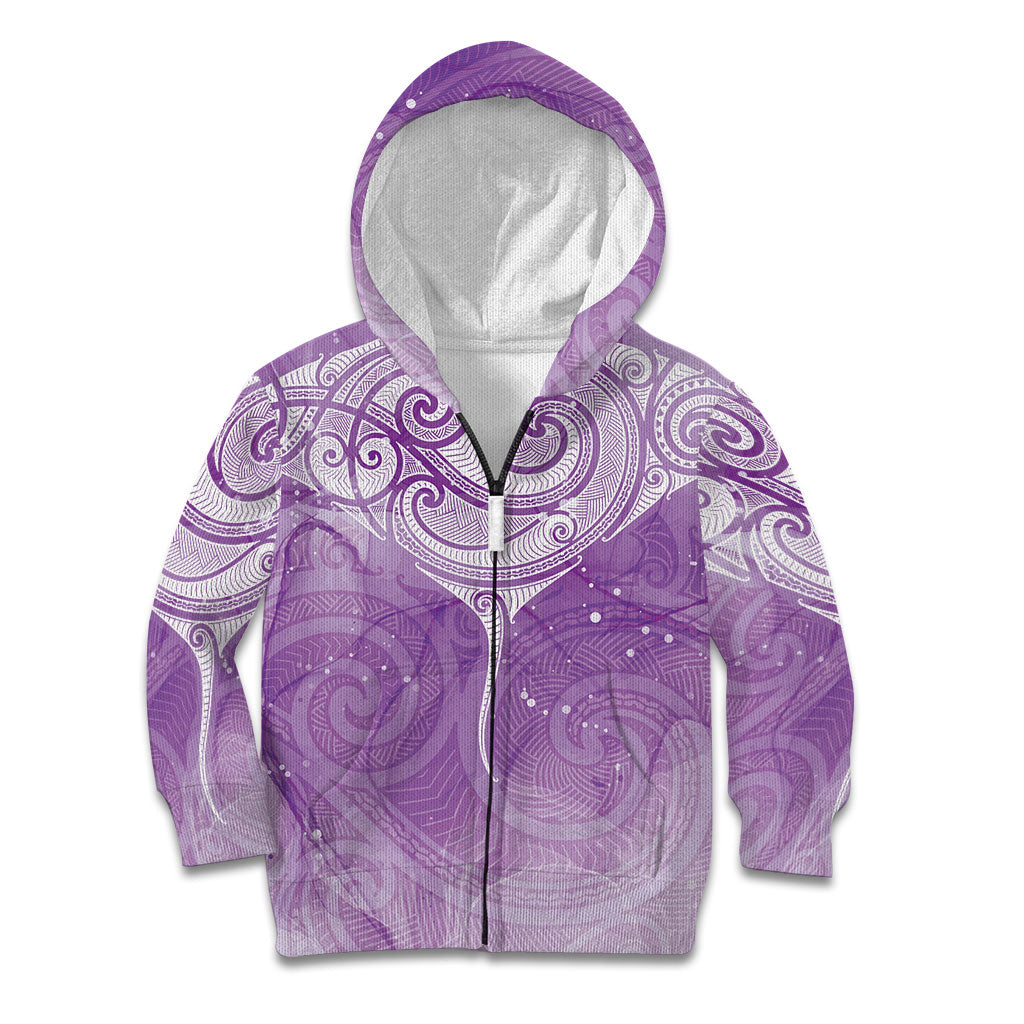 Epilepsy Month Maori Aotearoa Kid Hoodie Manta Ray - Purple Glaze