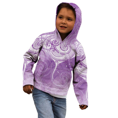 Epilepsy Month Maori Aotearoa Kid Hoodie Manta Ray - Purple Glaze