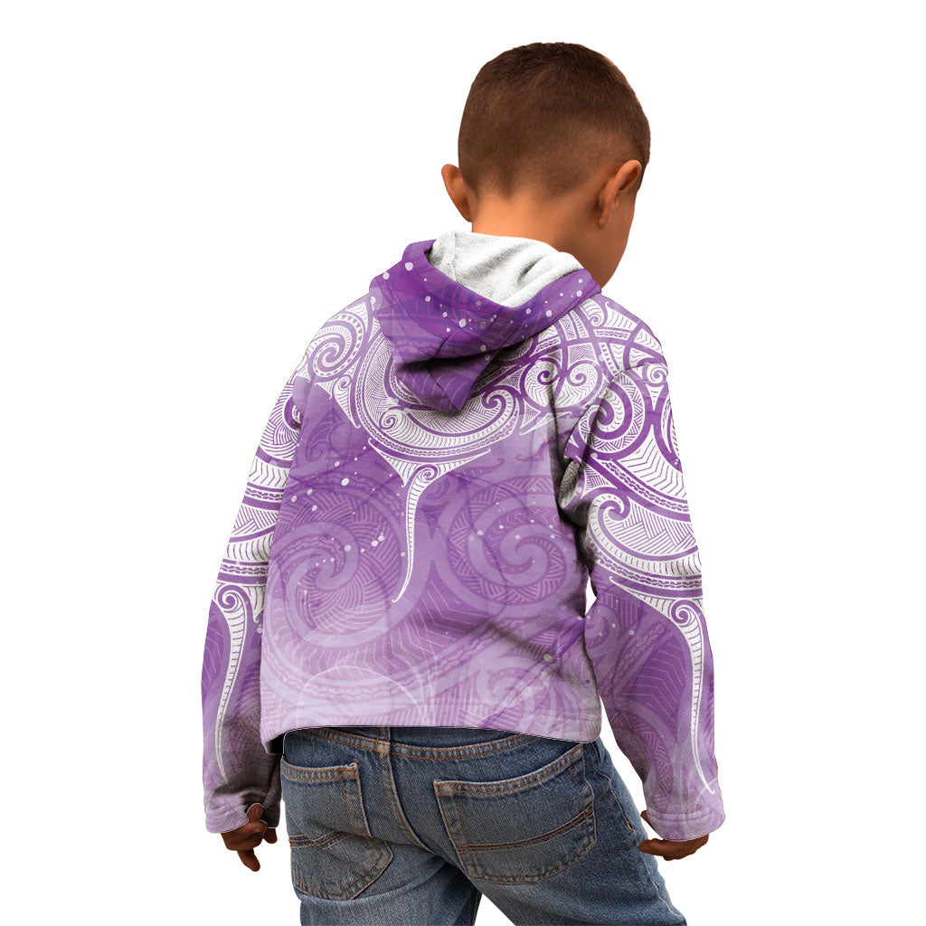 Epilepsy Month Maori Aotearoa Kid Hoodie Manta Ray - Purple Glaze