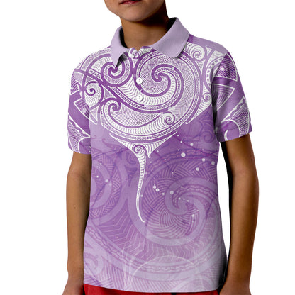 Epilepsy Month Maori Aotearoa Kid Polo Shirt Manta Ray - Purple Glaze
