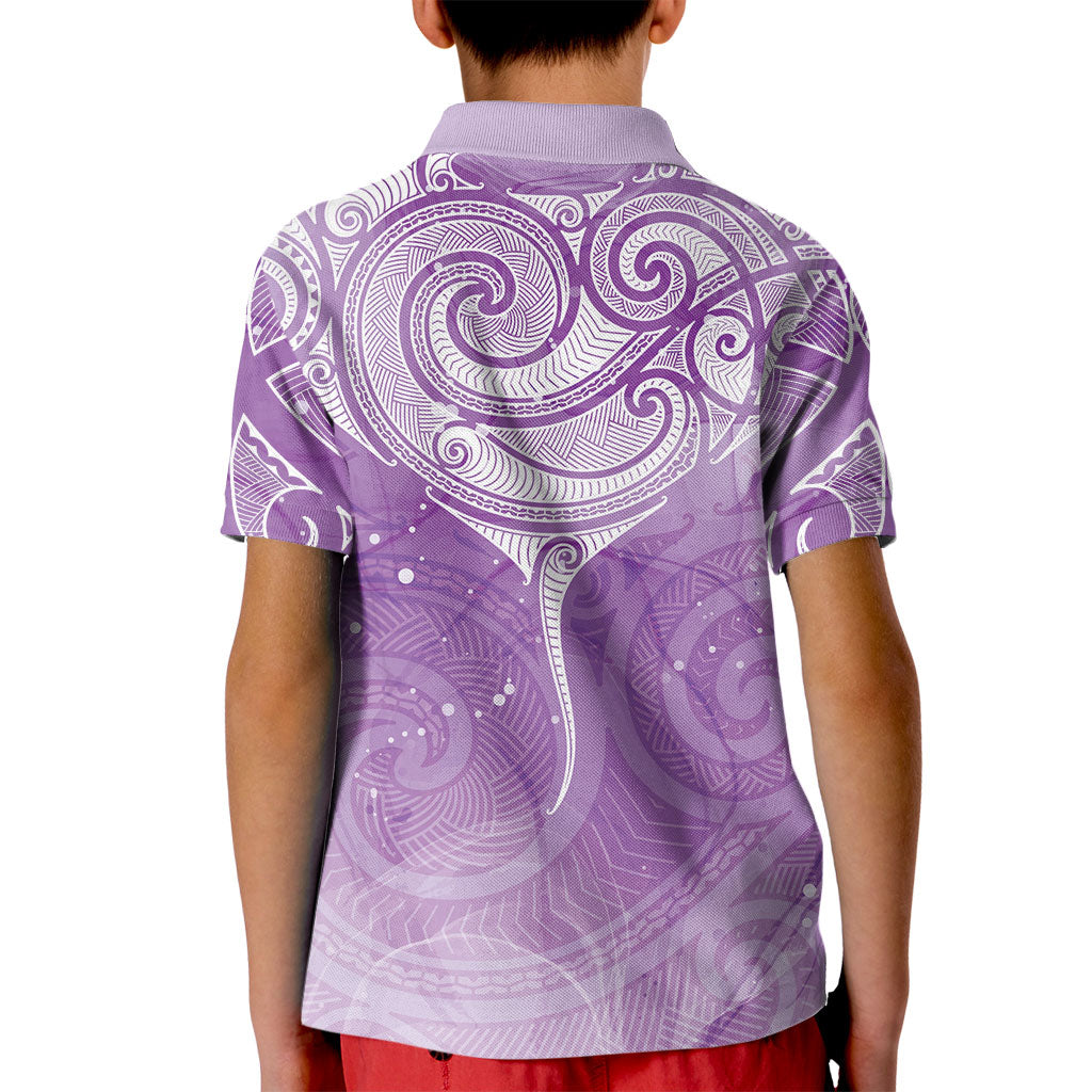Epilepsy Month Maori Aotearoa Kid Polo Shirt Manta Ray - Purple Glaze