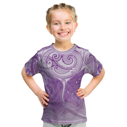 Epilepsy Month Maori Aotearoa Kid T Shirt Manta Ray - Purple Glaze