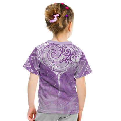 Epilepsy Month Maori Aotearoa Kid T Shirt Manta Ray - Purple Glaze