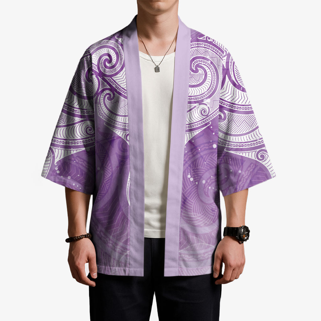Epilepsy Month Maori Aotearoa Kimono Manta Ray - Purple Glaze