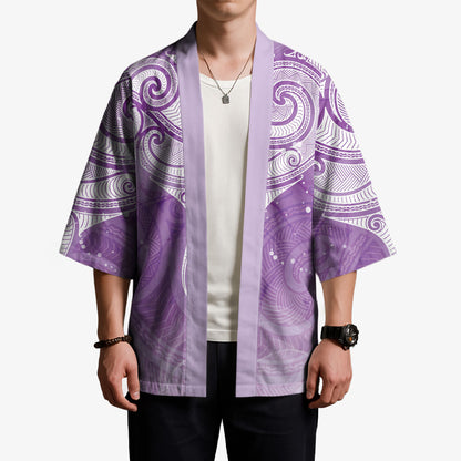 Epilepsy Month Maori Aotearoa Kimono Manta Ray - Purple Glaze