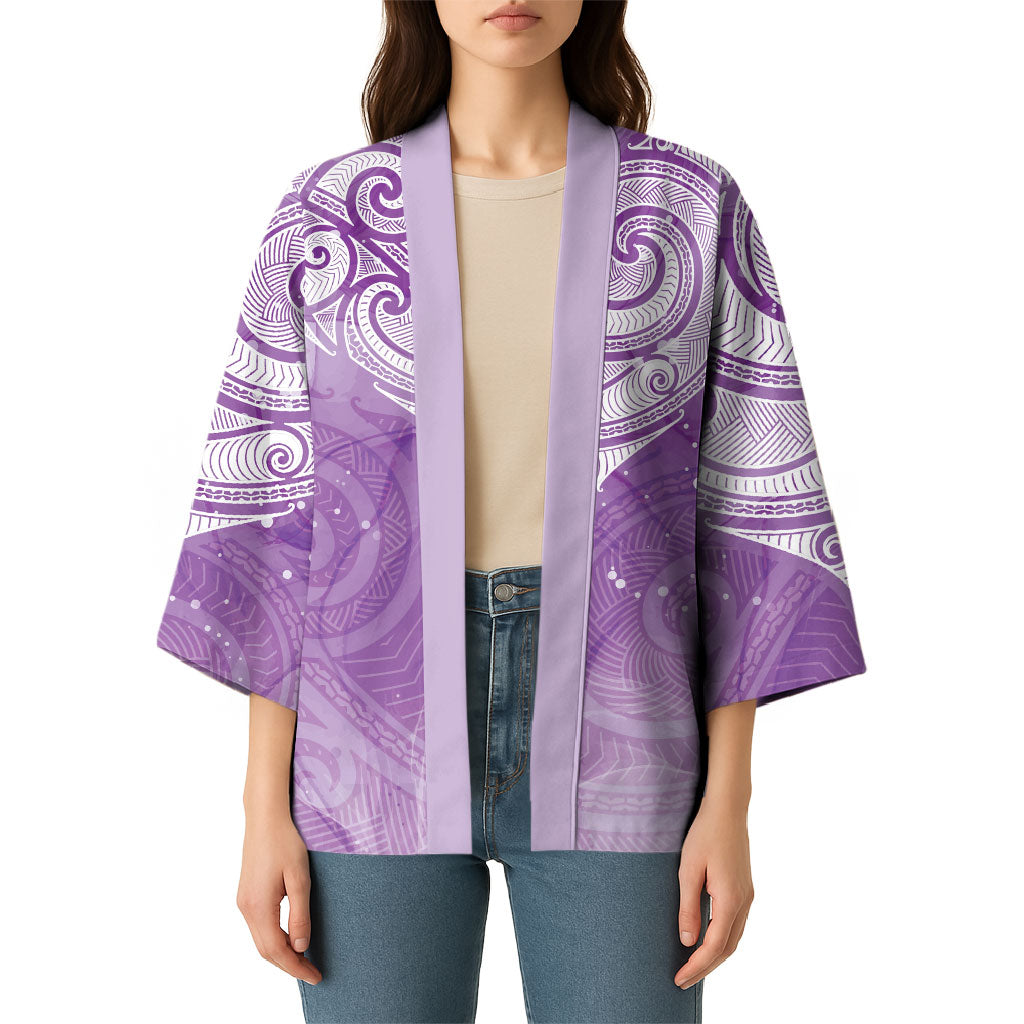 Epilepsy Month Maori Aotearoa Kimono Manta Ray - Purple Glaze