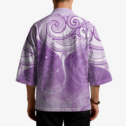 Epilepsy Month Maori Aotearoa Kimono Manta Ray - Purple Glaze