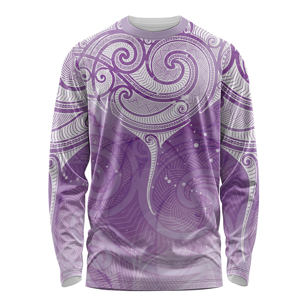 Epilepsy Month Maori Aotearoa Long Sleeve Shirt Manta Ray - Purple Glaze