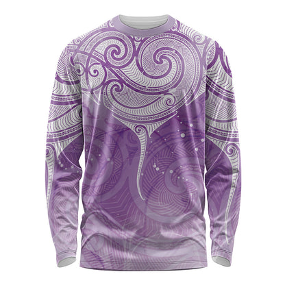 Epilepsy Month Maori Aotearoa Long Sleeve Shirt Manta Ray - Purple Glaze