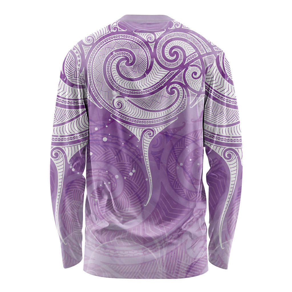 Epilepsy Month Maori Aotearoa Long Sleeve Shirt Manta Ray - Purple Glaze