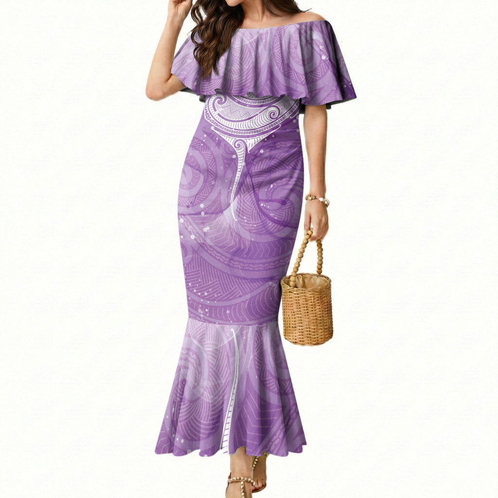 Epilepsy Month Maori Aotearoa Mermaid Dress Manta Ray - Purple Glaze