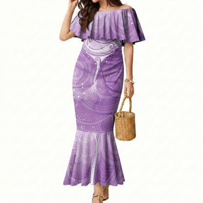 Epilepsy Month Maori Aotearoa Mermaid Dress Manta Ray - Purple Glaze