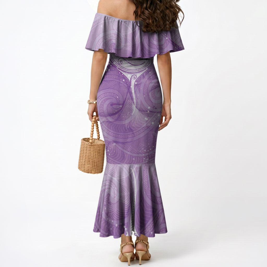 Epilepsy Month Maori Aotearoa Mermaid Dress Manta Ray - Purple Glaze