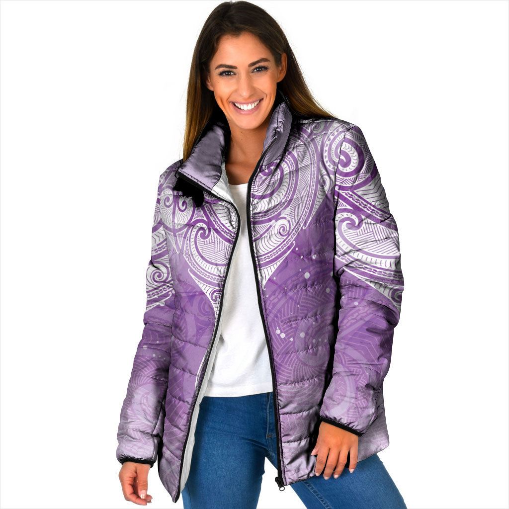 Epilepsy Month Maori Aotearoa Padded Jacket Manta Ray - Purple Glaze