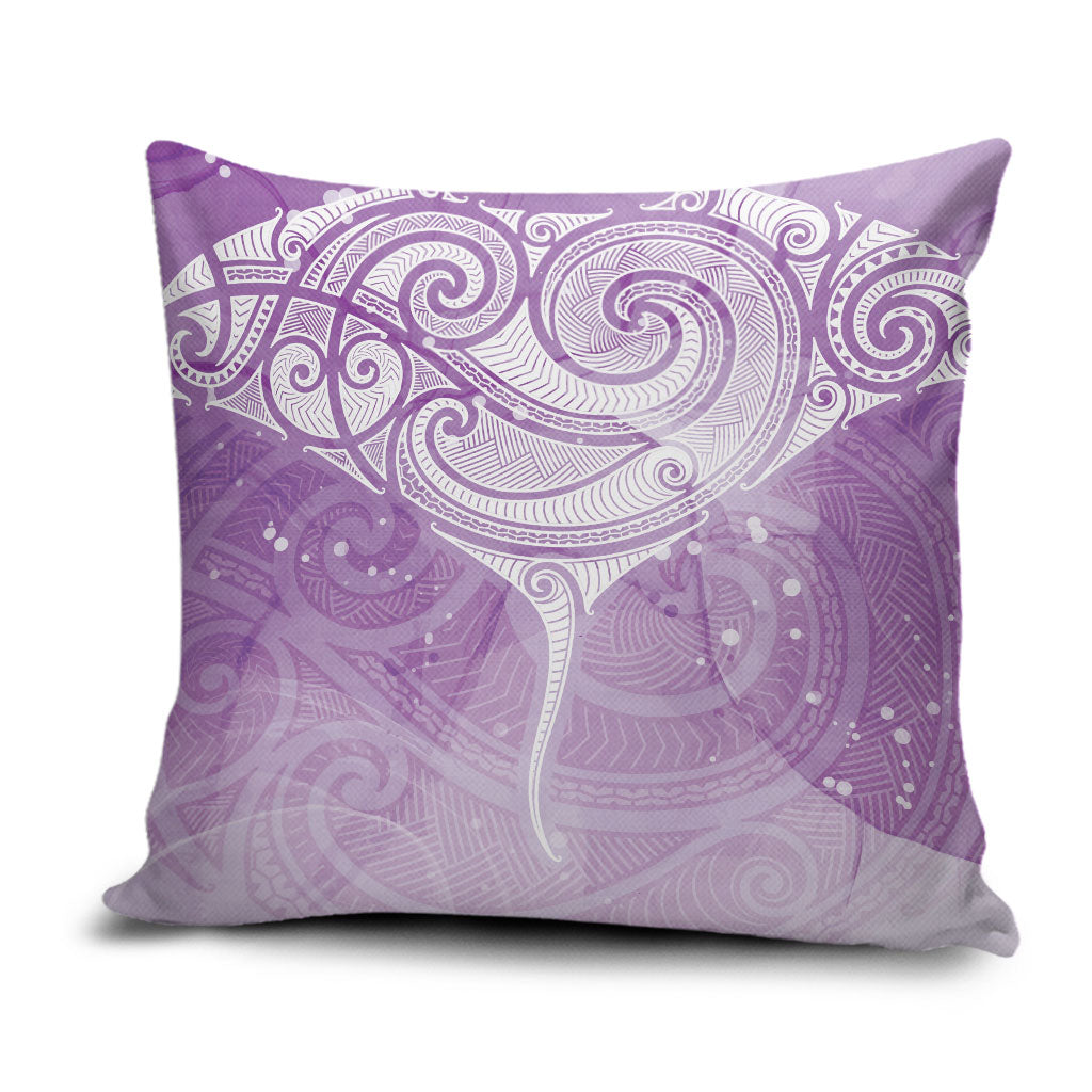 Epilepsy Month Maori Aotearoa Pillow Cover Manta Ray - Purple Glaze