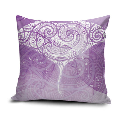 Epilepsy Month Maori Aotearoa Pillow Cover Manta Ray - Purple Glaze