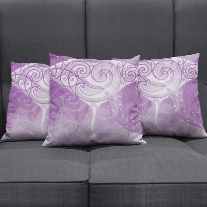 Epilepsy Month Maori Aotearoa Pillow Cover Manta Ray - Purple Glaze